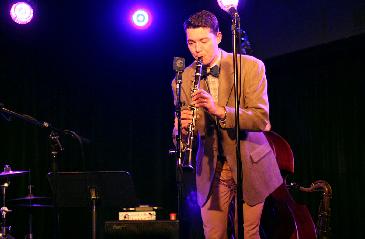 The Arntzen Brothers play the Bassment in Saskatoon, featuring Evan Arntzen on the clarinet. Photo taken Tuesday, April 23, 2013.